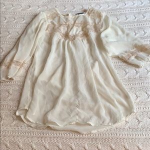 Cream Sheer blouse with lace detailing